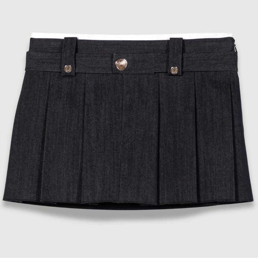 Maję Pleated Dark Gray Denim Skort in Size 34